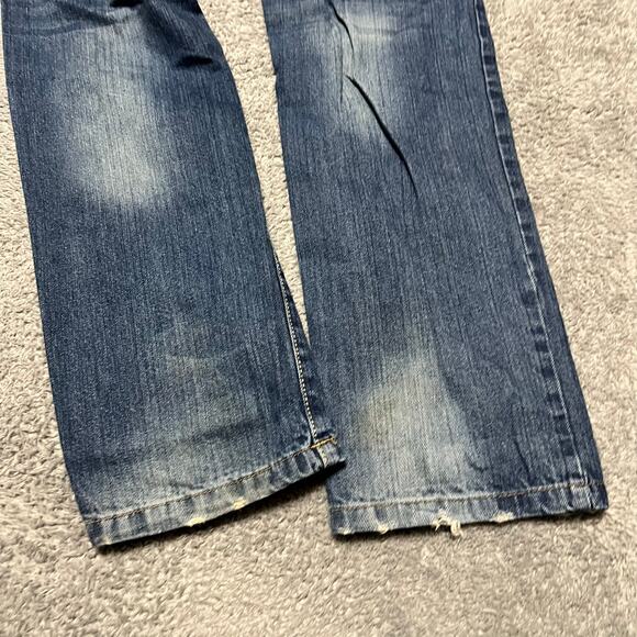 Marc Ecko Cut & Sew Denim Jeans Mens 32 x32  Slim Tapered  Distressed Whiskering - Picture 2 of 12